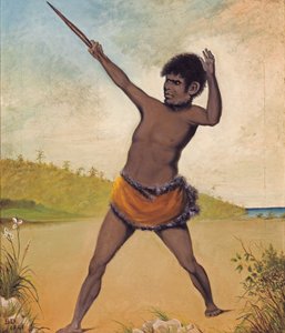 Jack, Tasmanian aboriginaali, jolla on klubi